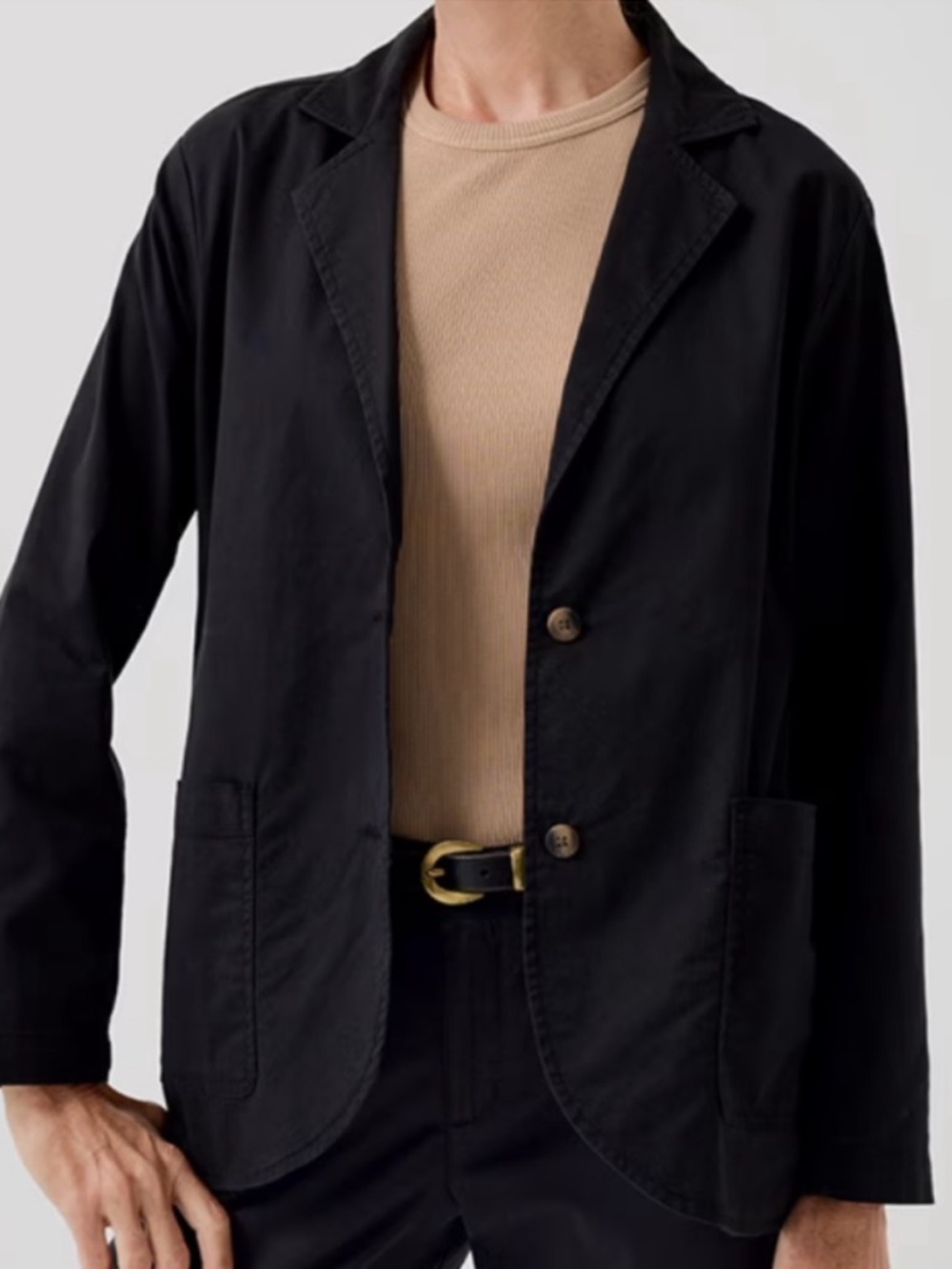 Pact Womens Size M Black Boulevard Brushed Twill Organic Cotton Blazer